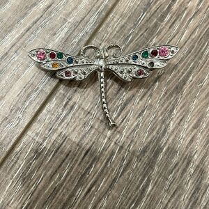 Vintage Rhinestone Dragon Fly Brooch